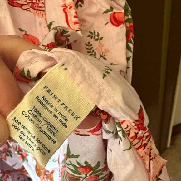 Anthropologie Printfresh Chicken Print Pink 100% Organic Cotton Robe - Picture 3 of 7